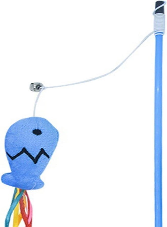 WaigN Blue Cat Wand Kitten Teaser Stick Portable Cat Teaser Fish Design Safe Colorful Balls Cats, Feather Toys - Image 4